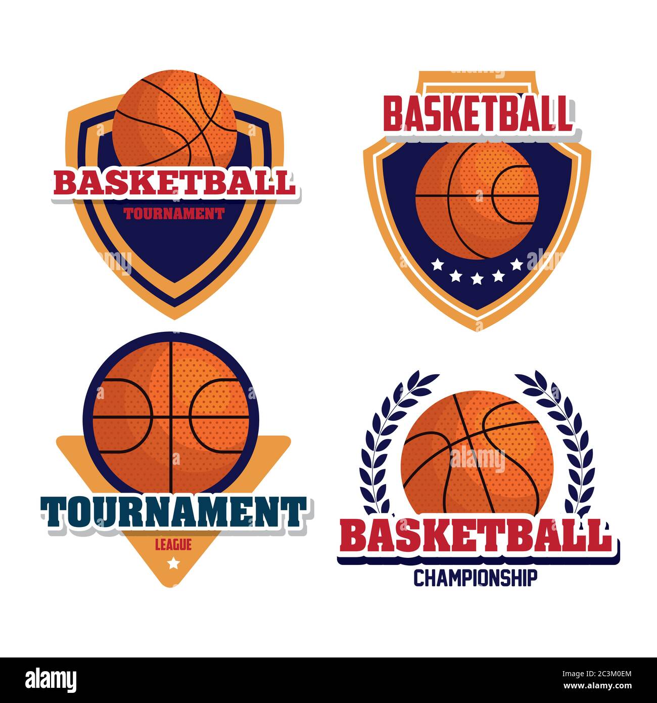 set emblems, league basketball championship, designs with basketball