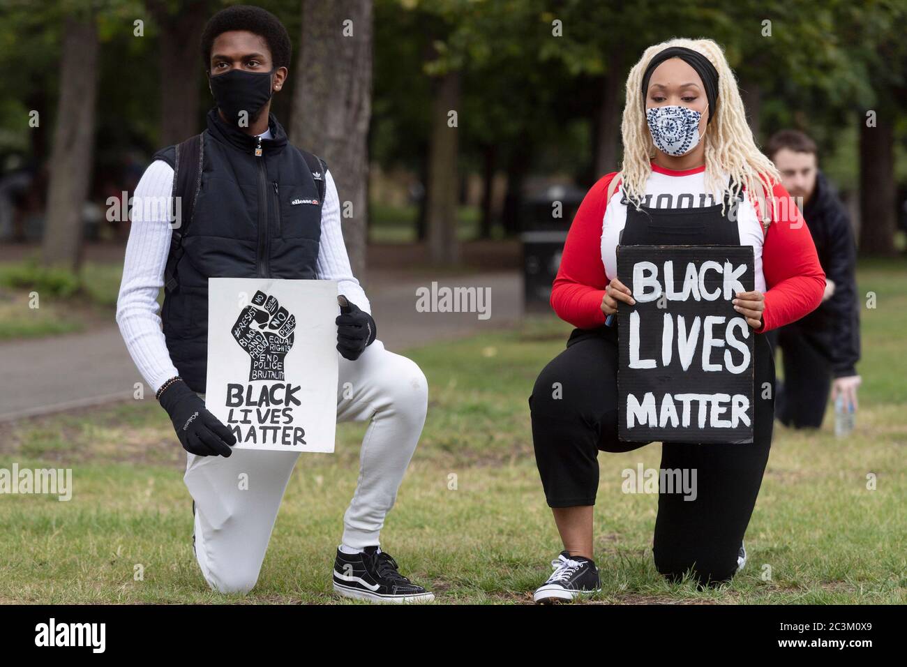 London, Britain. 20th June, 2020. Demonstrators take part in an anti-racism protest in London, Britain, on June 20, 2020. Credit: Ray Tang/Xinhua/Alamy Live News Stock Photo