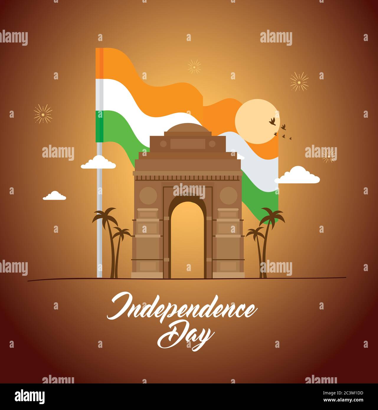 india happy independence day celebration with famous monument Stock ...