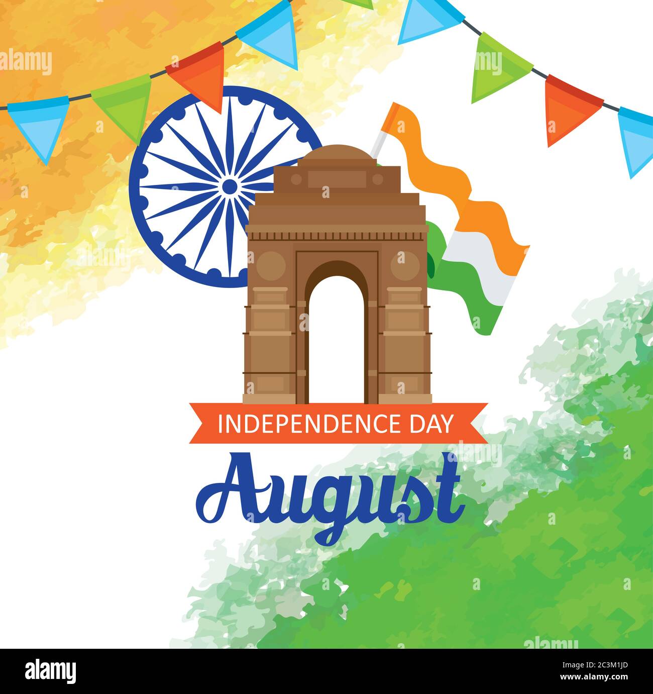 indian happy independence day with ashoka wheel decoration and famous ...