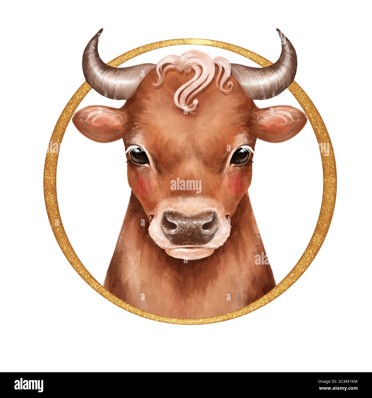 Cute llustration of Bull isolated on white background Stock Photo