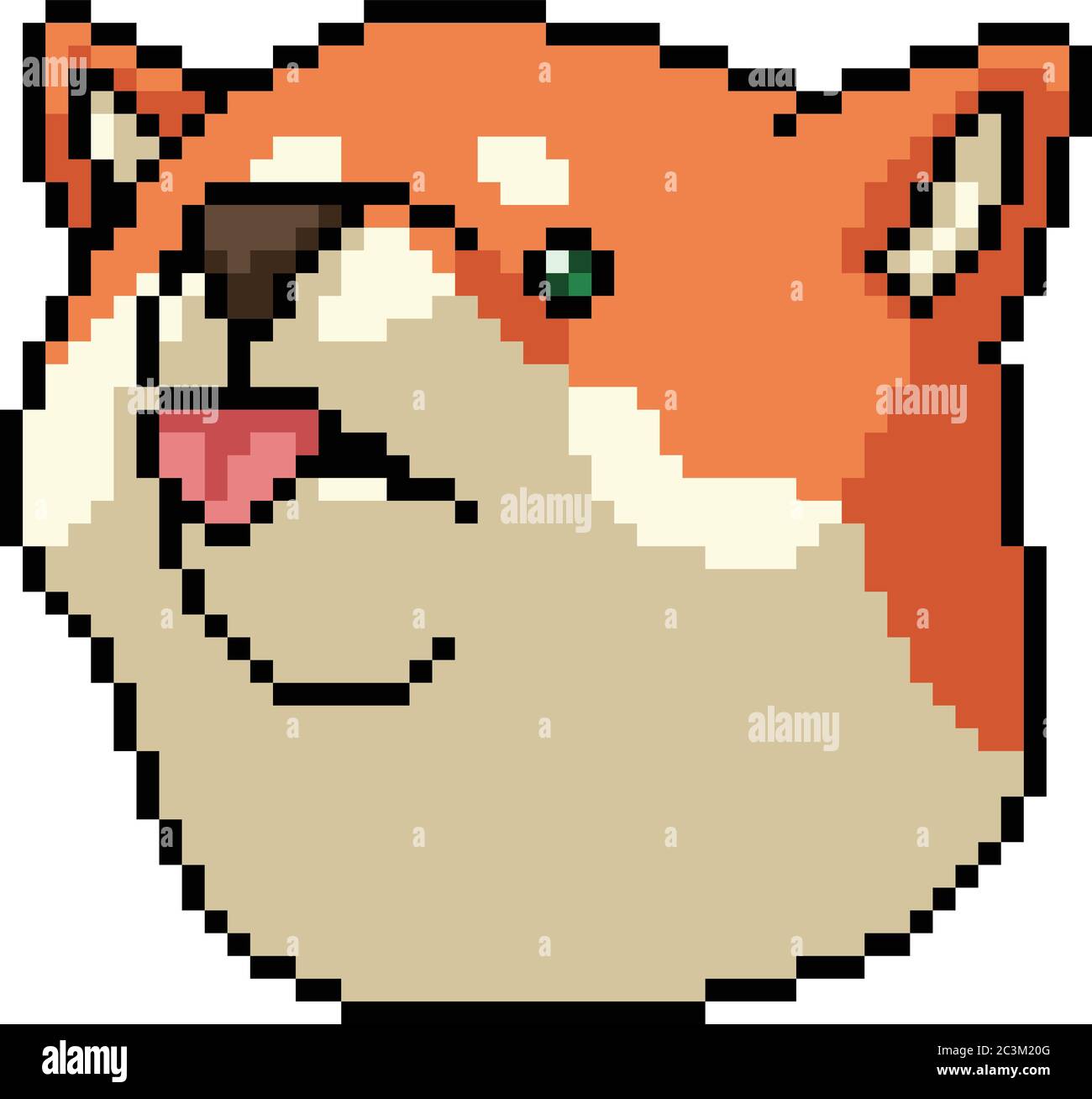vector pixel art shiba dog isolated cartoon Stock Vector Image