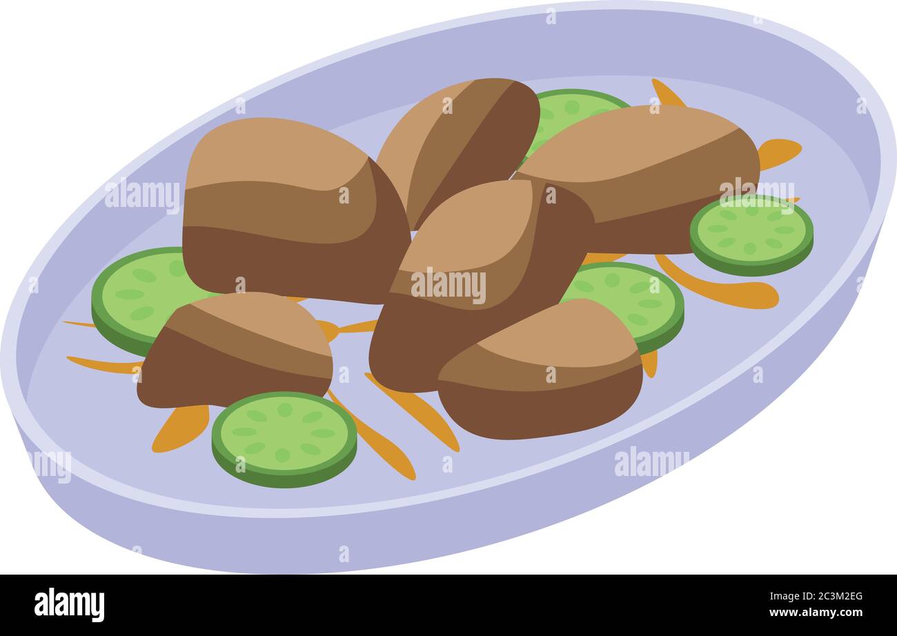 Mussels dishes icon, isometric style Stock Vector