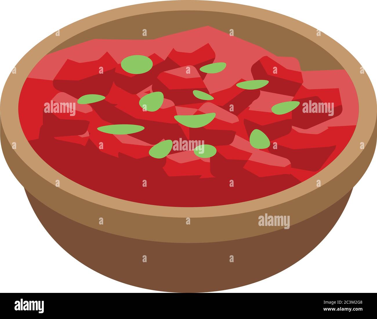 Red indian soup icon, isometric style Stock Vector
