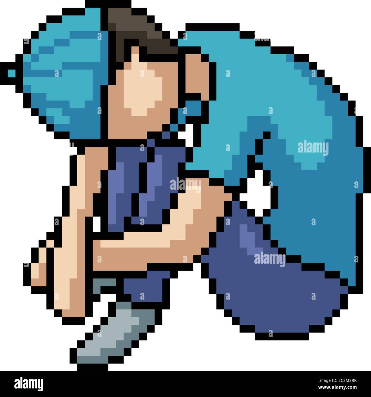 teal pixel man