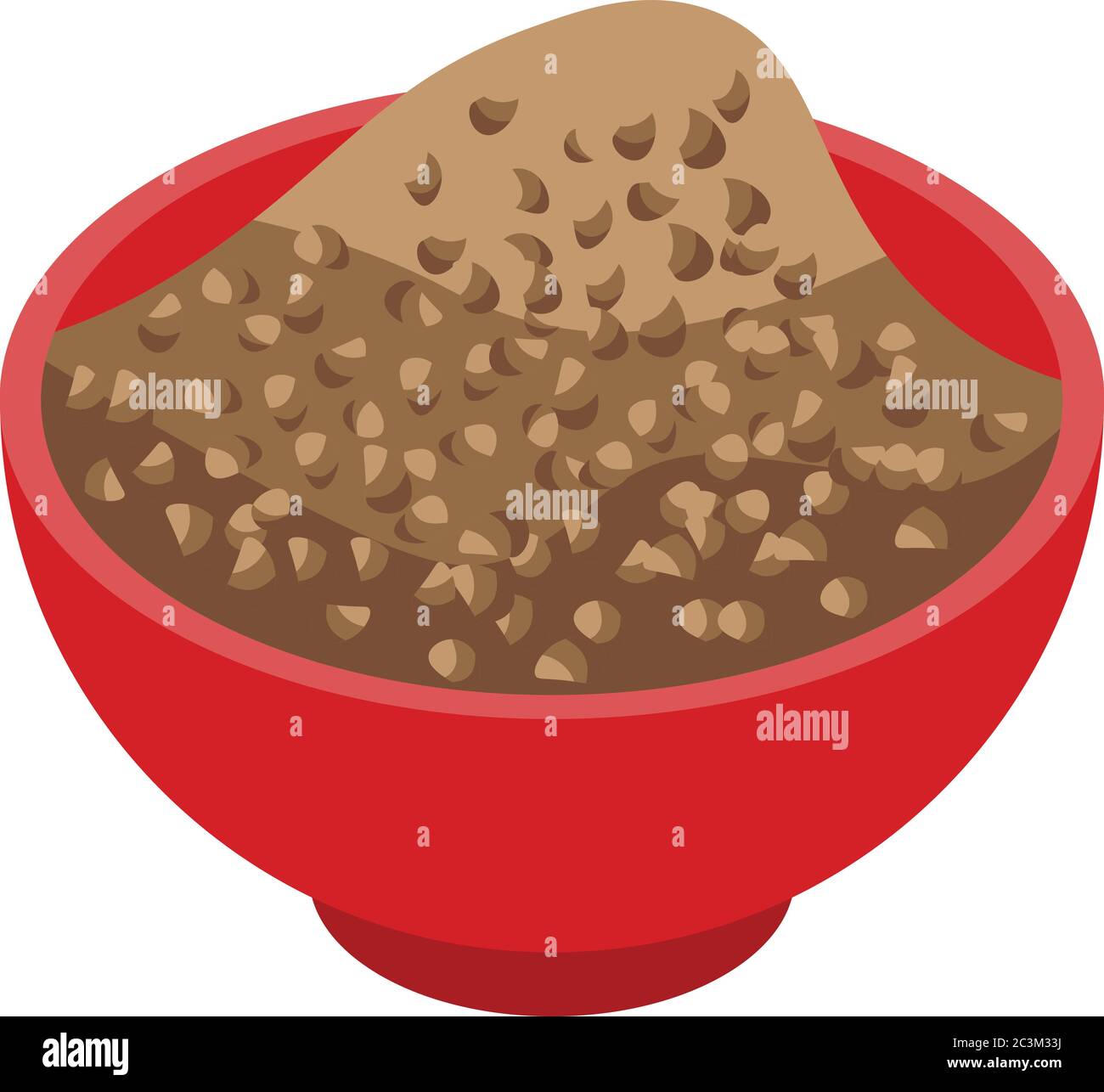 Buckwheat bowl icon, isometric style Stock Vector