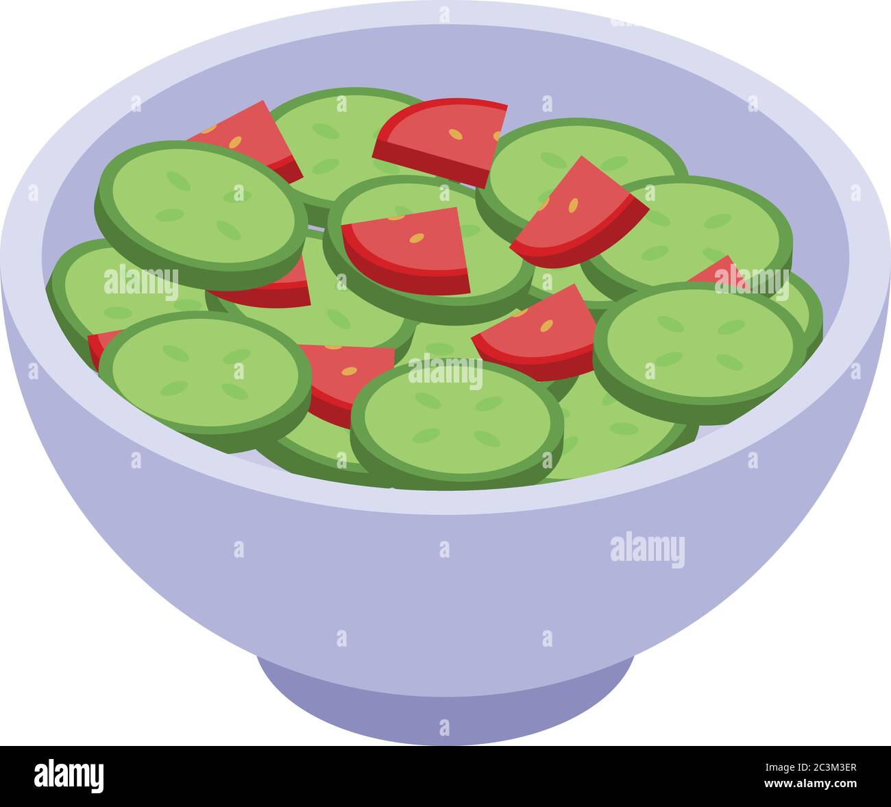 Tomato cucumber salad icon, isometric style Stock Vector
