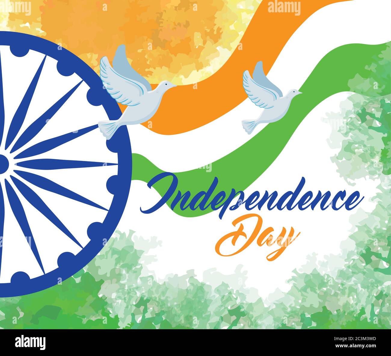 indian happy independence day with ashoka wheel decoration Stock Vector ...