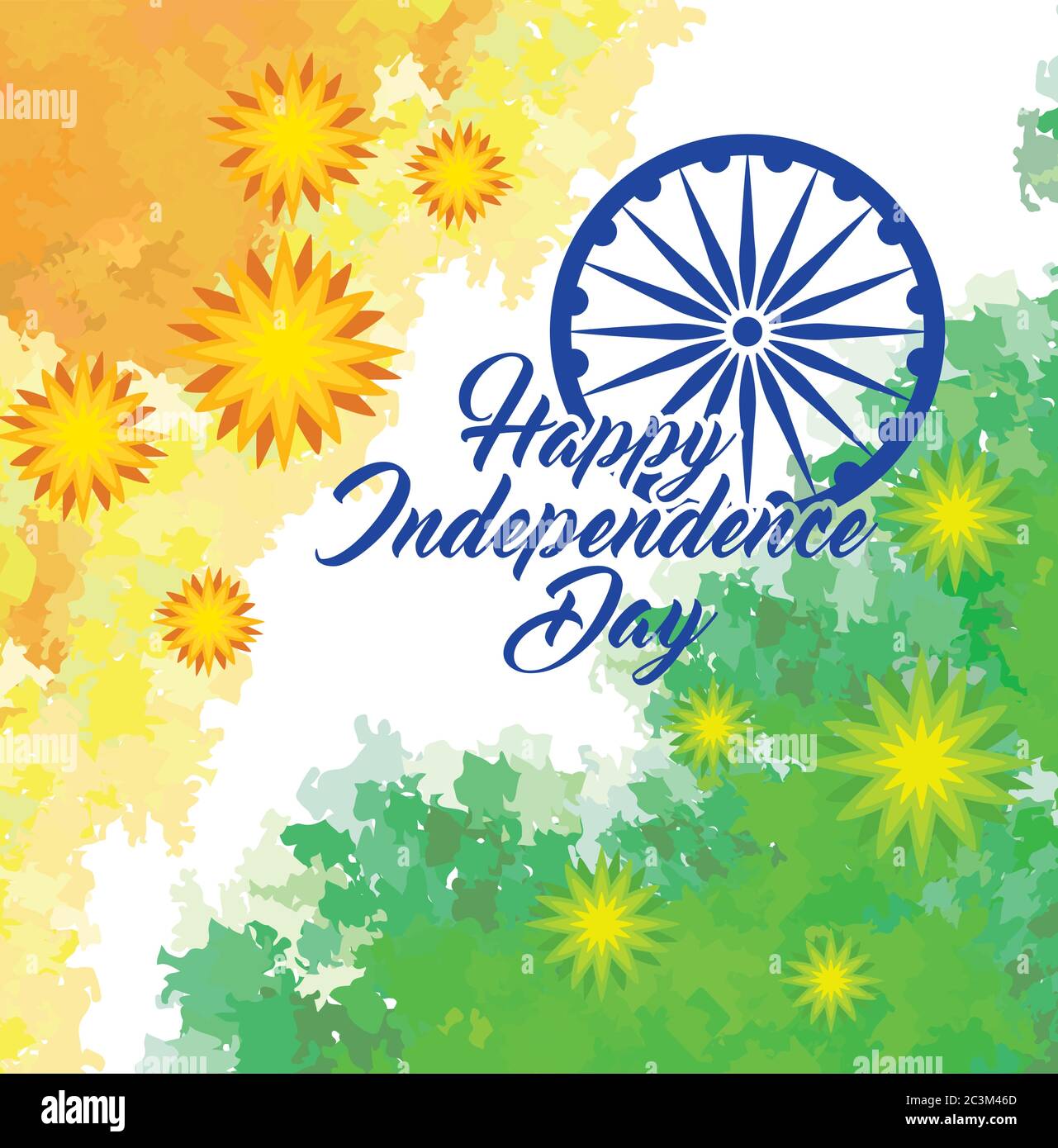 indian happy independence day with ashoka wheel decoration Stock Vector ...