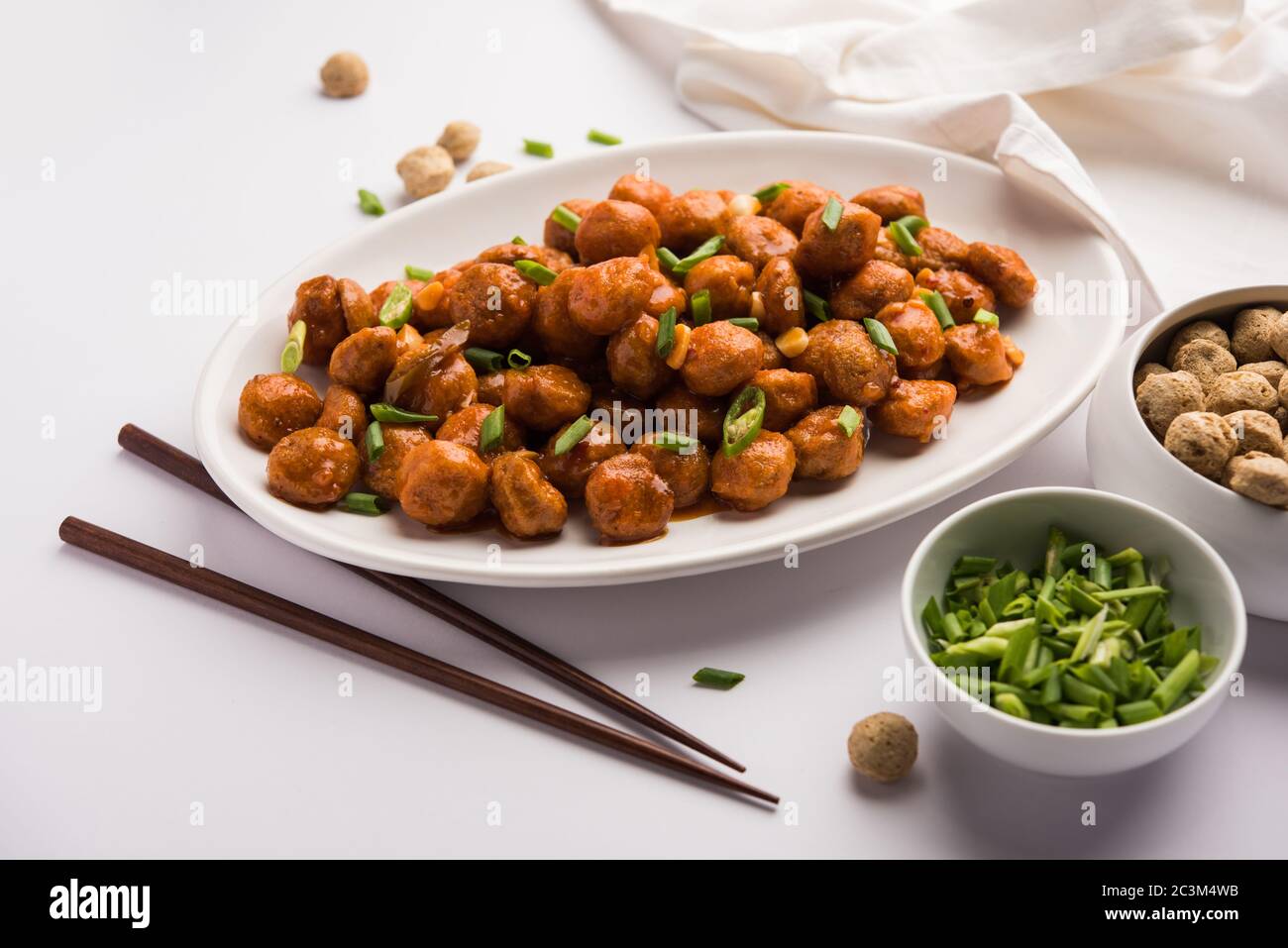 Soya Chunks Manchurian dry or with Gravy Stock Photo Alamy