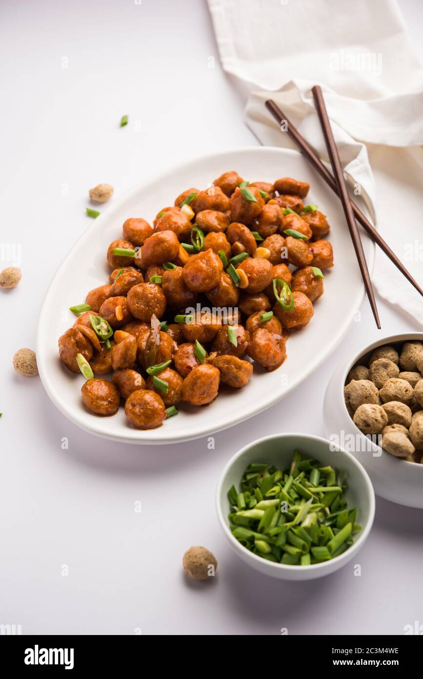 Soya Chunks Manchurian dry or with Gravy Stock Photo Alamy