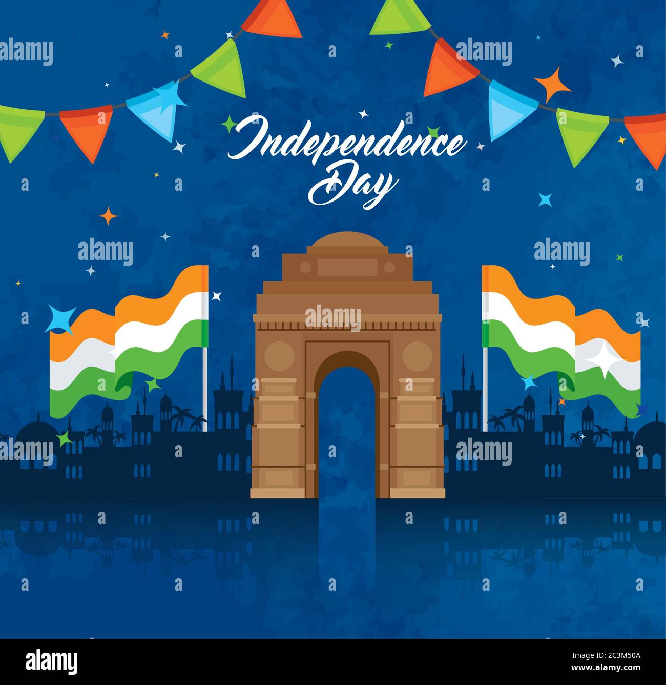 india happy independence day celebration with famous monument, garlands ...