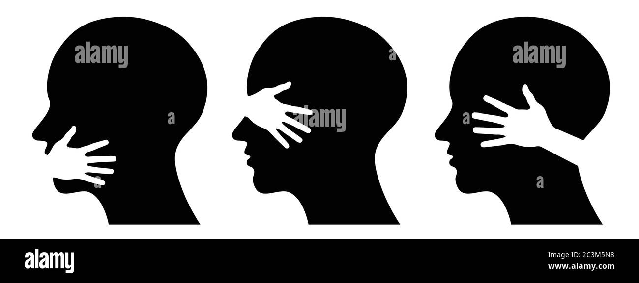 set silhouettes of heads - concept for medical or health design, VECTOR ILLUSTRATION Stock Vector