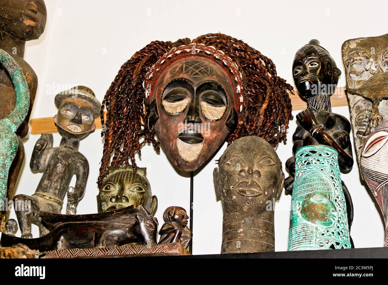 African voodoo wooden masks souvenir shop in BoKaap Cape Town Stock