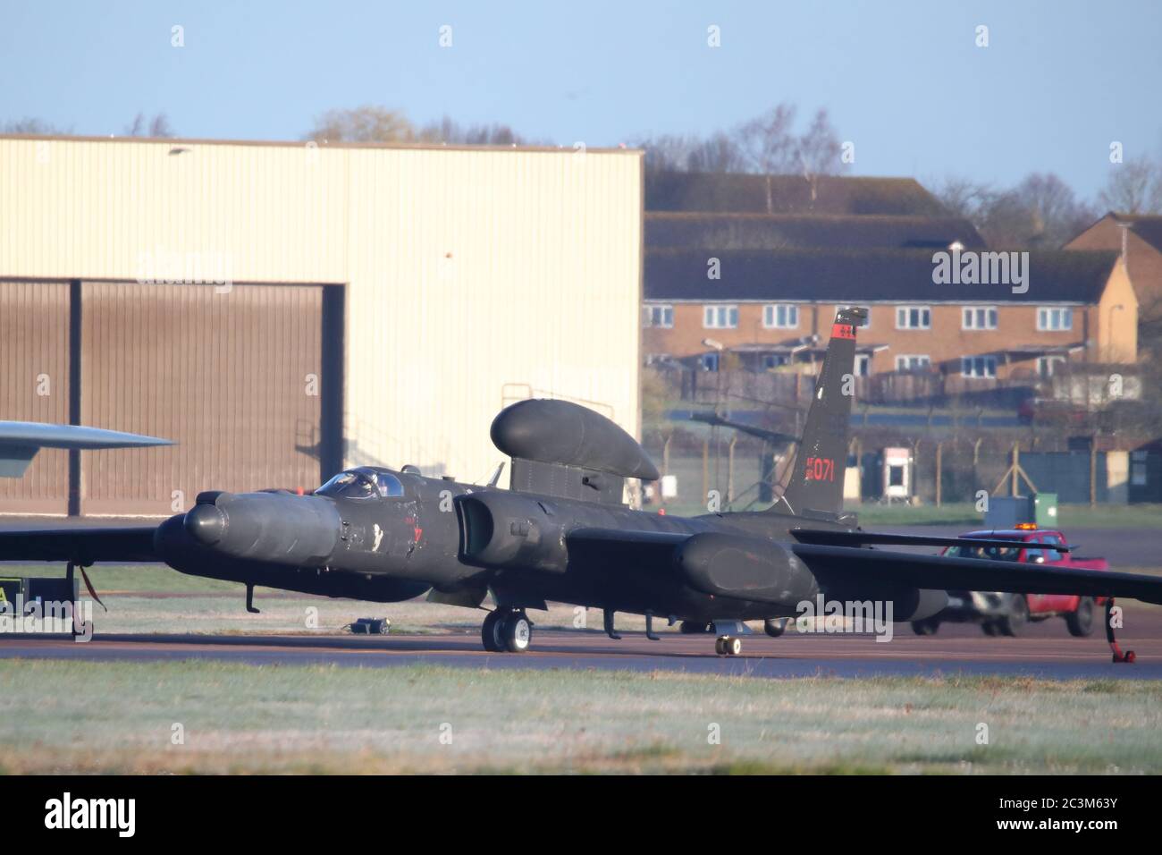 An American Lockheed U-2S spy plane preparing for take off at RAF Fairford, UK Stock Photo
