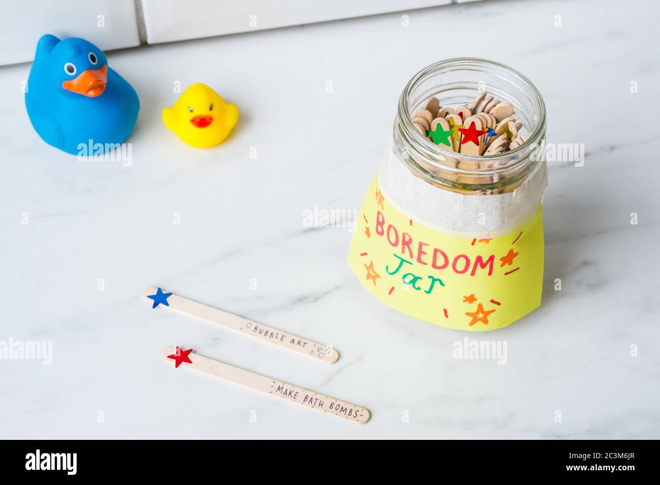 wooden duck toy on a stick