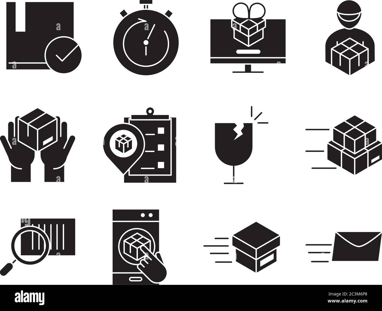 Vector black logistic icons Black and White Stock Photos & Images - Alamy