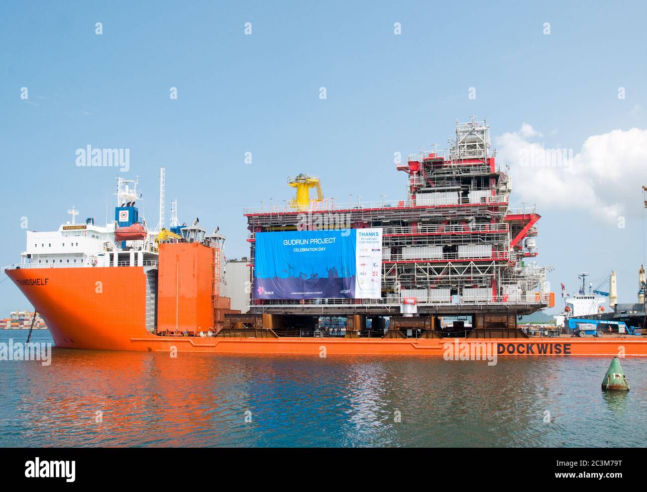LAEM CHABANG - OCTOBER 3: A 6,000 ton module built by Aibel in Thailand for Statoil and the Gudrun Drilling Platform in the North Sea, ready for shipm Stock Photo