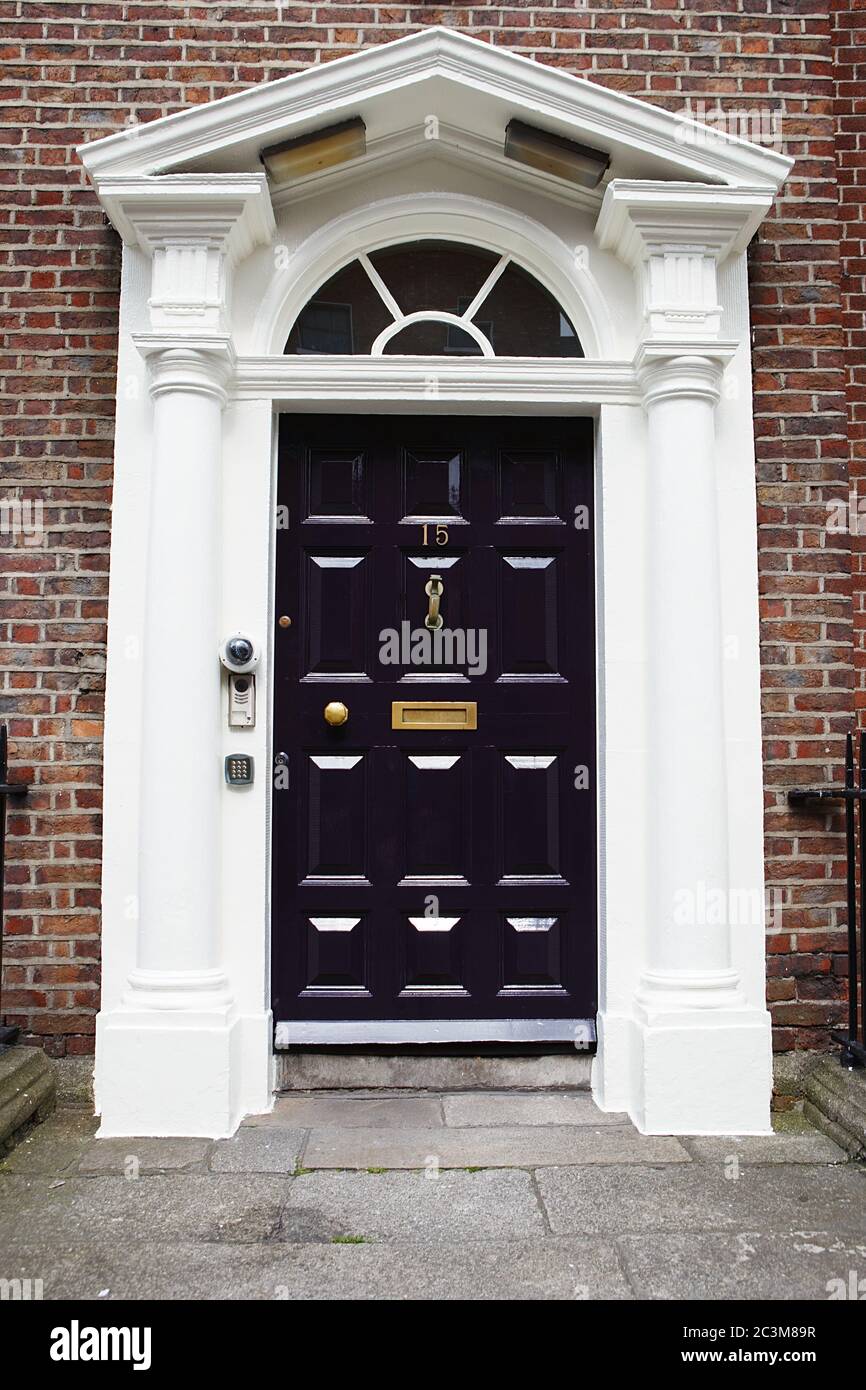 A black door in Dublin, Ireland. Arched door house front in Dublin Stock Photo Alamy