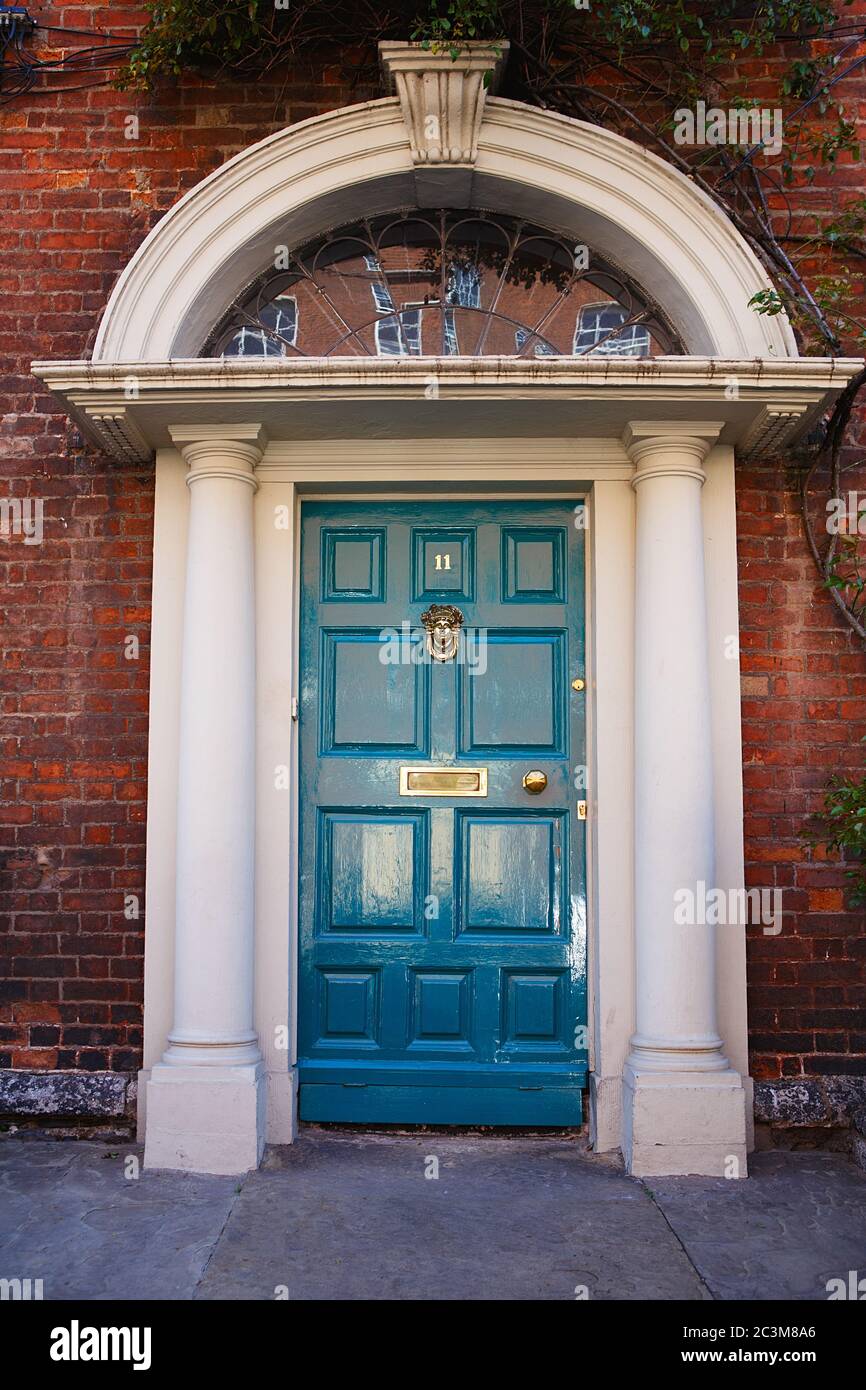 A blue door in Dublin, Ireland. Arched door house front in Dublin Stock Photo Alamy