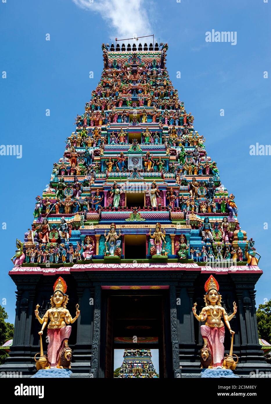 A section of the Naga Pooshani Ambal Kovil on Nainativu Island in the Jaffna region of Sri Lanka. The temple is dedicated to the Hindu goddess Ambal. Stock Photo