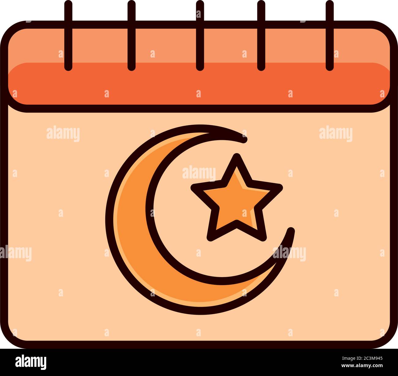 muslim calendar eid mubarak islamic religious celebration vector illustration line and fill icon Stock Vector