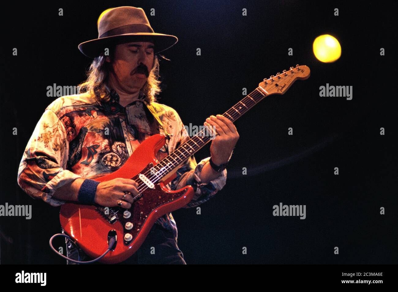 28.08.1993, Micky Moody from the Moody Marsden Band (ex-Whitesnake) live and open air on the stage at the 'Bock auf Rock - Norstedt Festival' with a Tokai Stratocaster. | usage worldwide Stock Photo