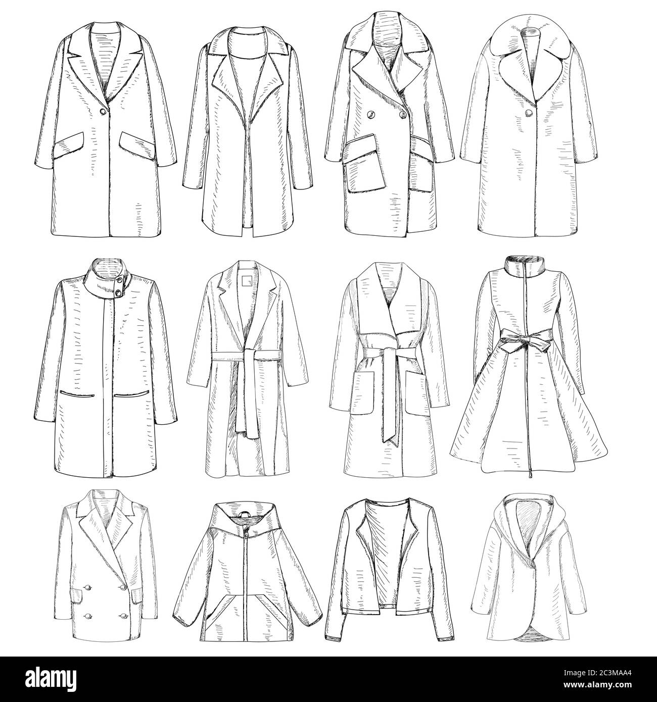 white background, sketch with a line coat, set Stock Vector Image & Art ...