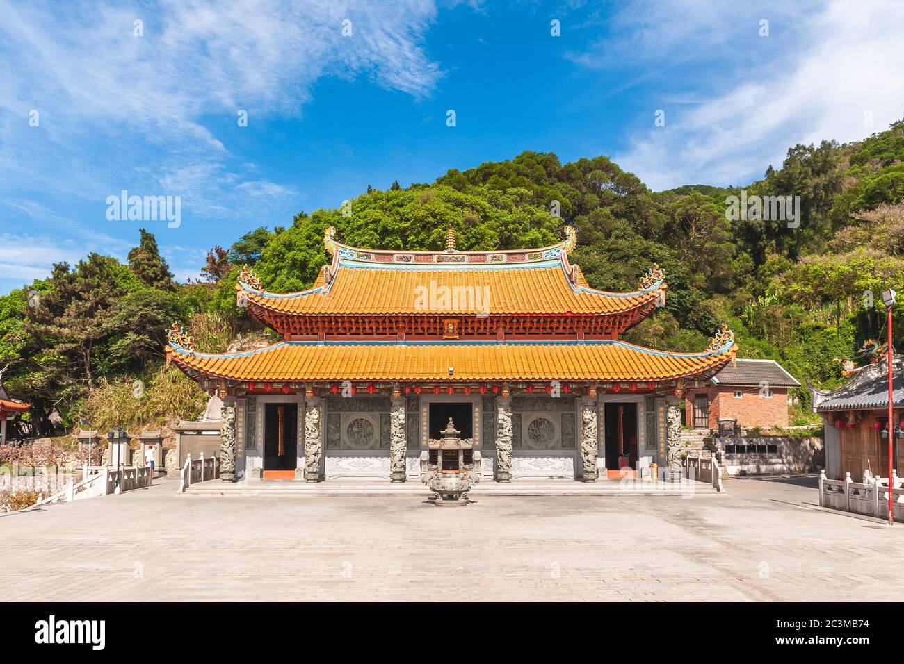facade of tianhou temple in matsu. the translation of the chinese text is 'Queen of Heaven' Stock Photo