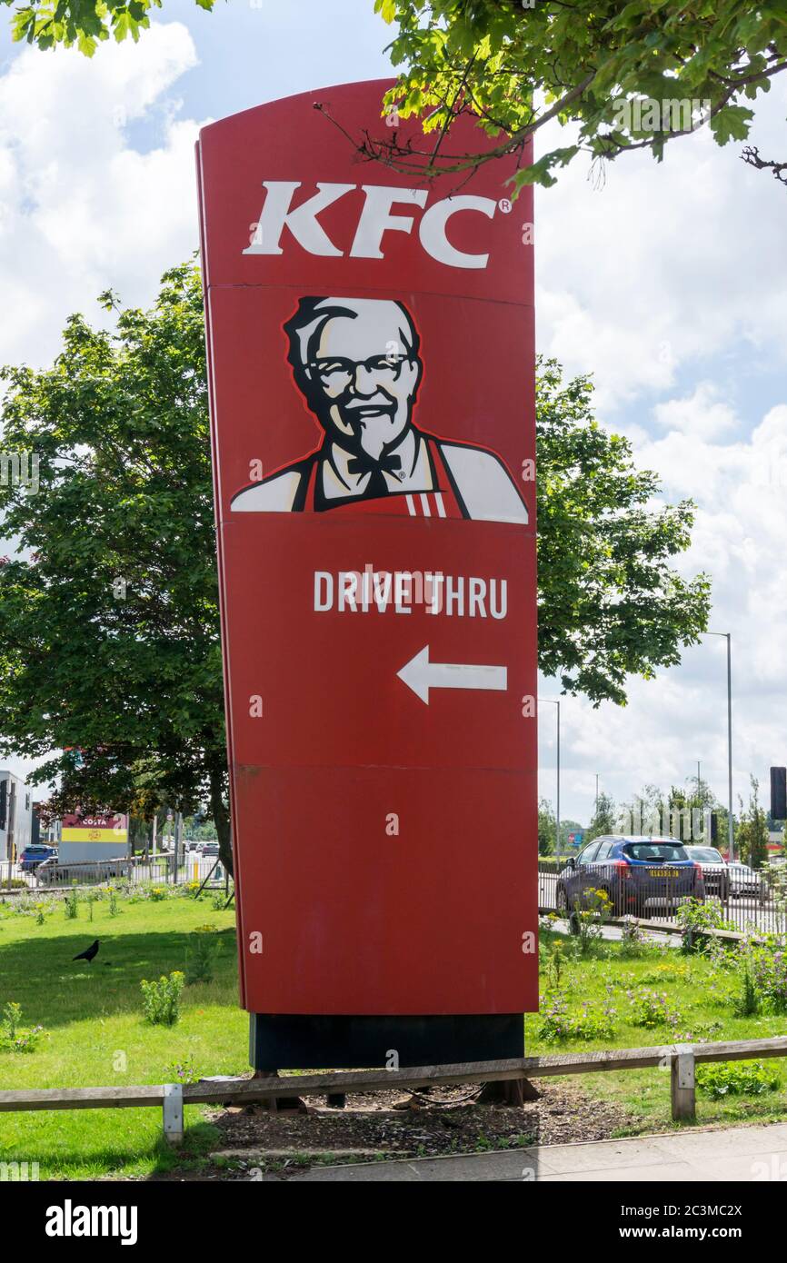 Kentucky Fried Chicken Drive Thru sign. Stock Photo