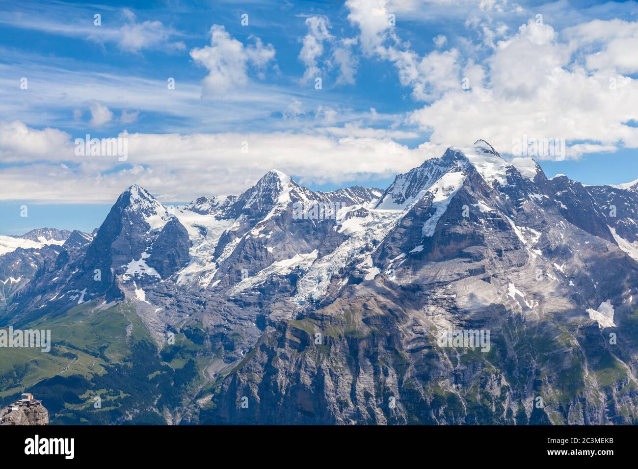 Stunning view of the famous peaks: Eiger, Monch and Jungfrau of Swiss ...