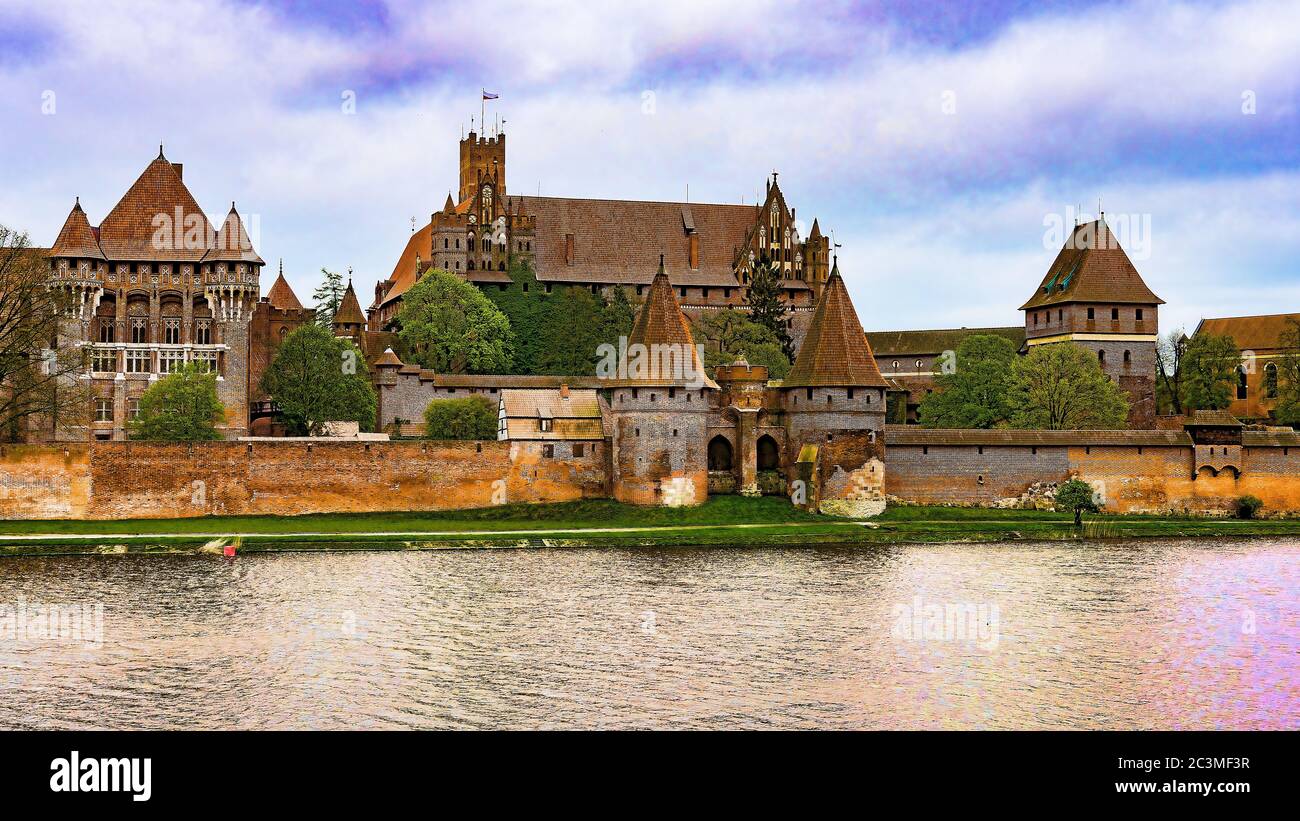 MALBORK, POLAND, Marienburg castle. Castle of the Teutonic Order in Malbork. It was built in Marienburg, Prussia by the Teutonic Knights Stock Photo