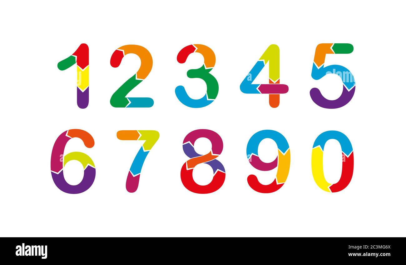 Numbers. a set of simple color vector icons isolated on a white ...