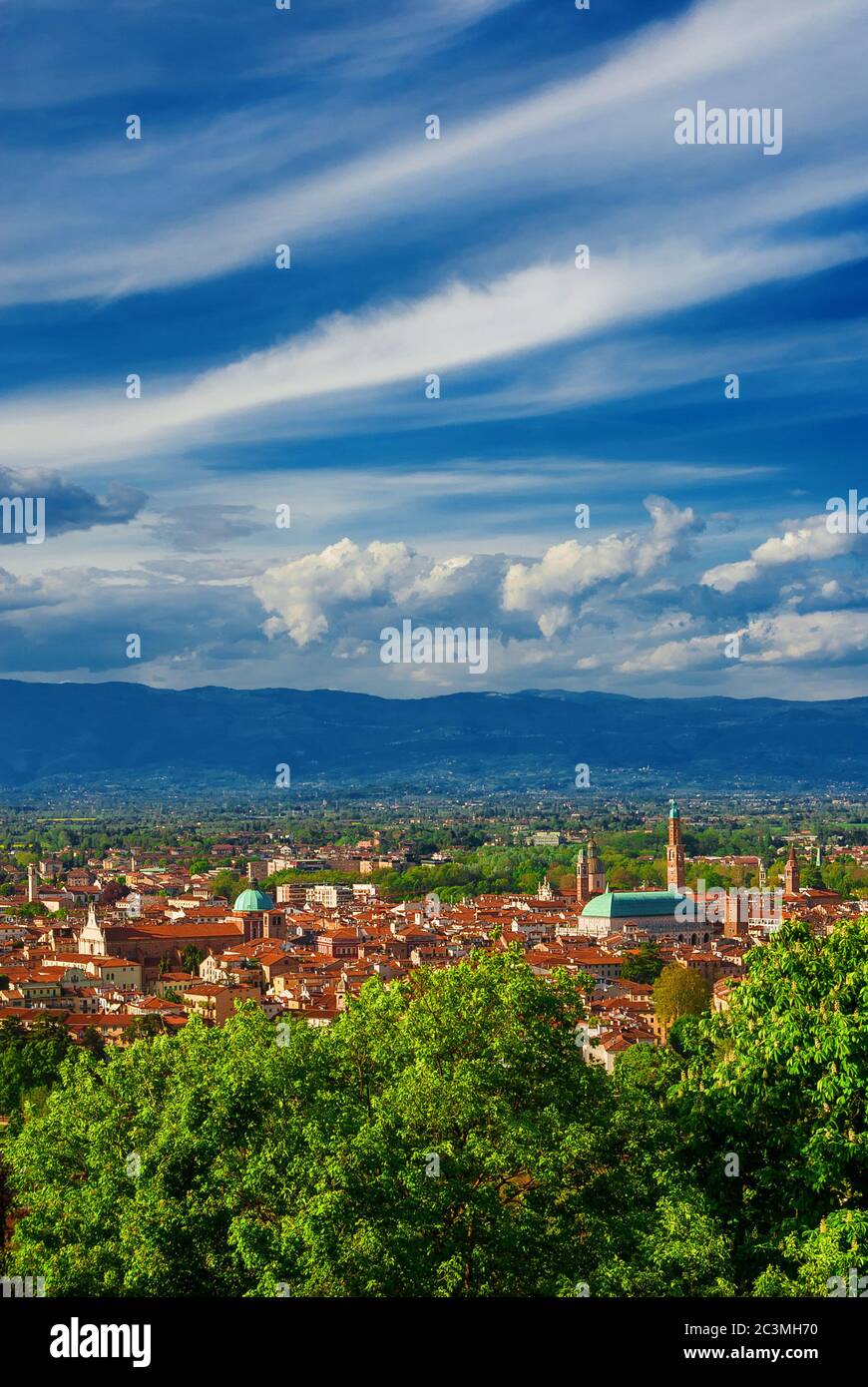 Vicenza historic center with the famous Palladian Basilica from above Stock Photo