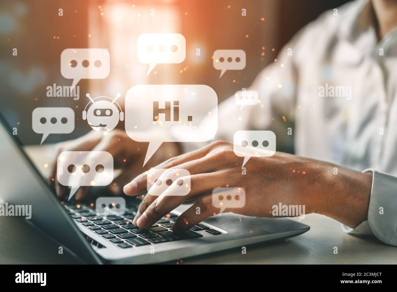 AI Chatbot smart digital customer service application concept. Computer