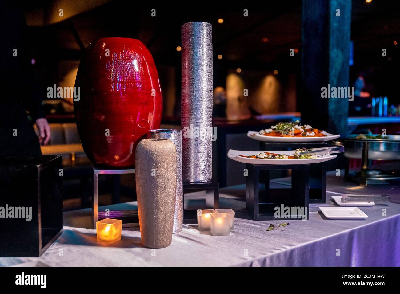 Wedding table setup with beautiful tableware and decorations Stock ...