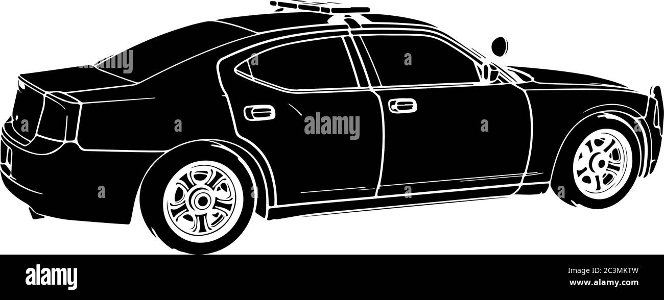 Police Cop Car with siren front view. Simple black and white illustration  depicting police emergency response vehicle car with flash. EPS Vector  Stock Vector Image & Art - Alamy