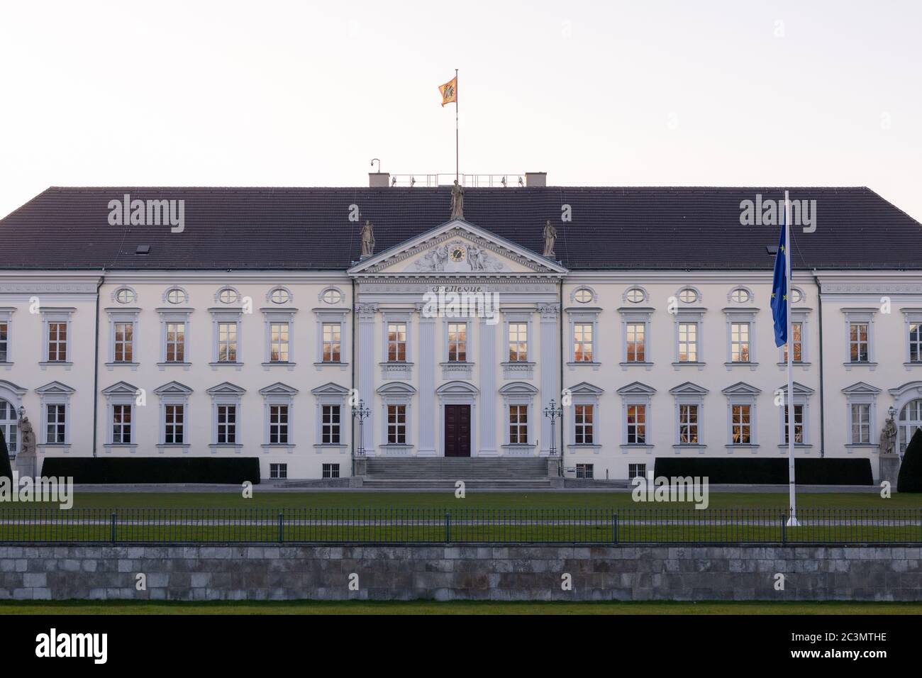 Berlin, Germany - April 5, 2020, Bellevue Palace (Schloss Bellevue), seat of the Federal President of the Federal Republic of Germany Stock Photo