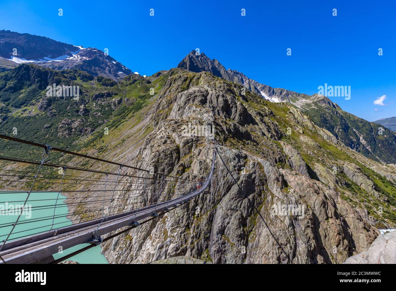 Triftbahn Breath taking view of the Trift bridge, a suspension bridge over the ...