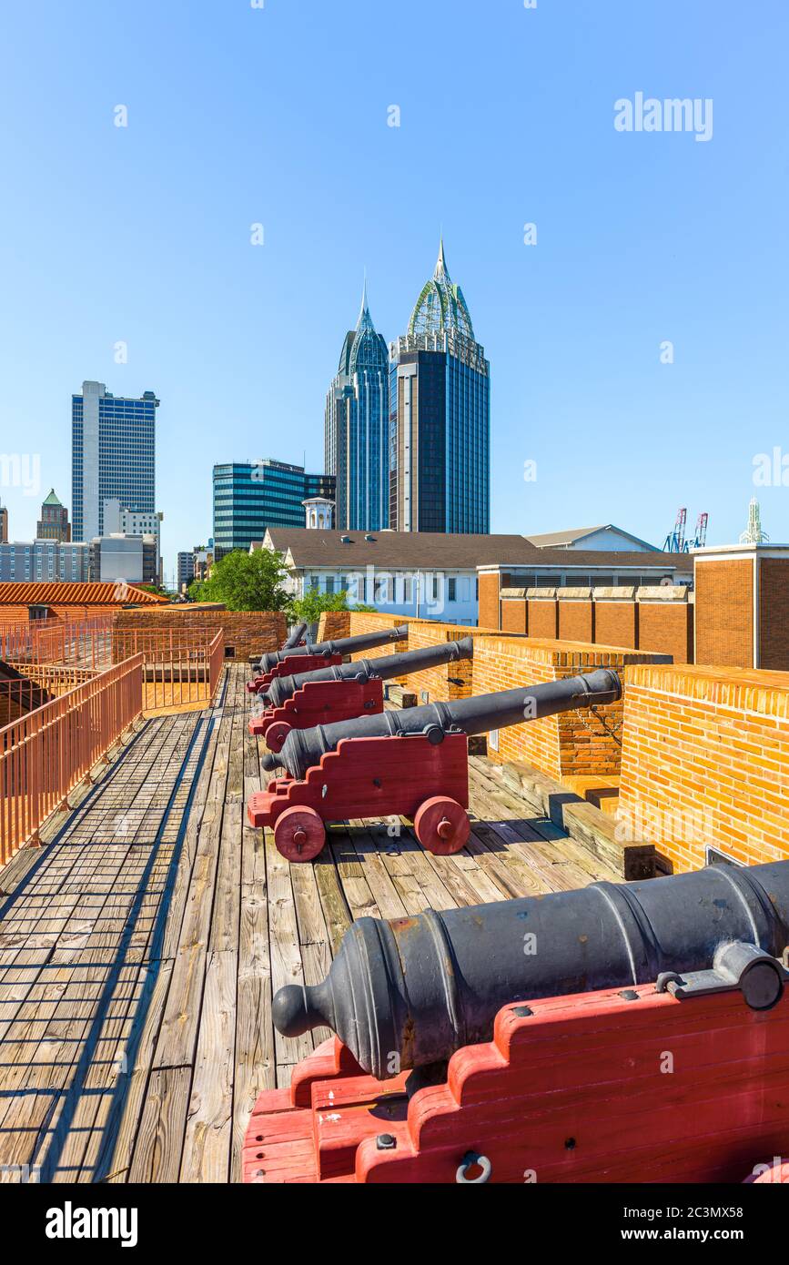 Mobile, Alabama, USA skyline and fort Stock Photo Alamy