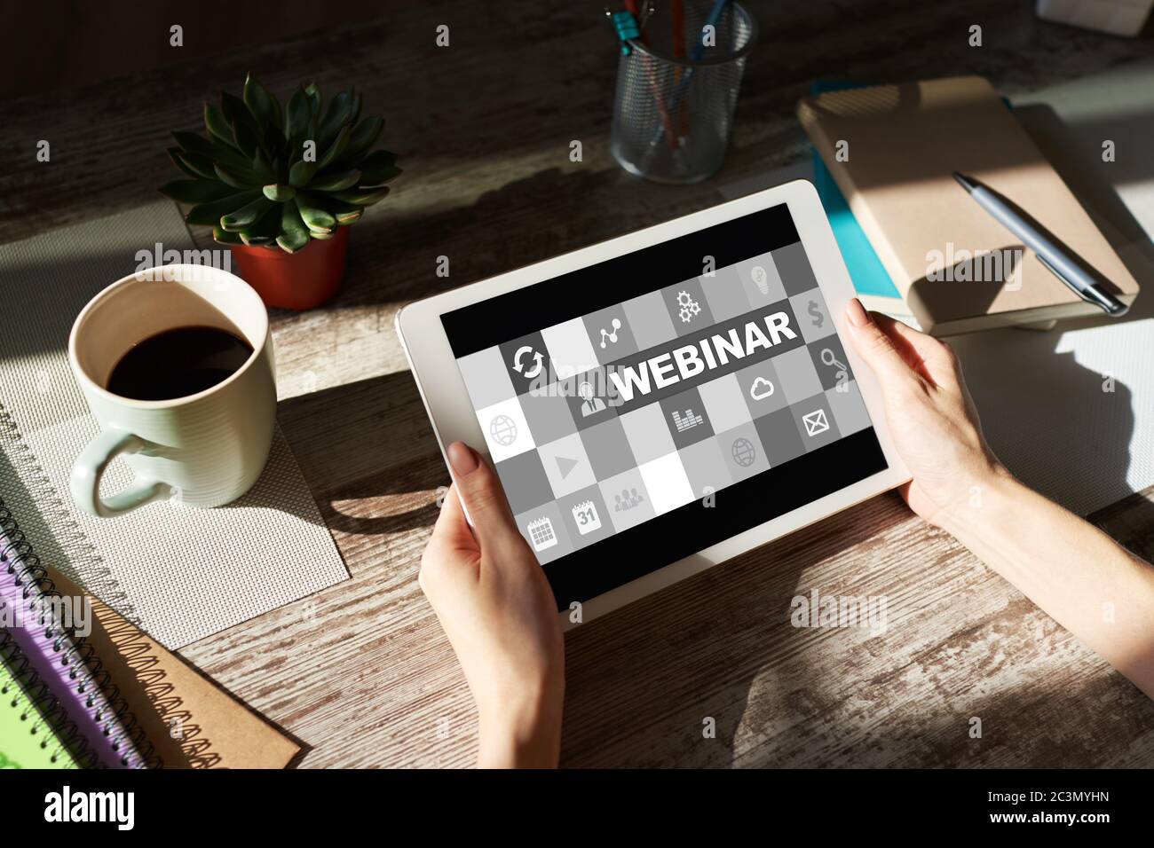 Webinar, E-learning, online education concept on screen Stock Photo - Alamy