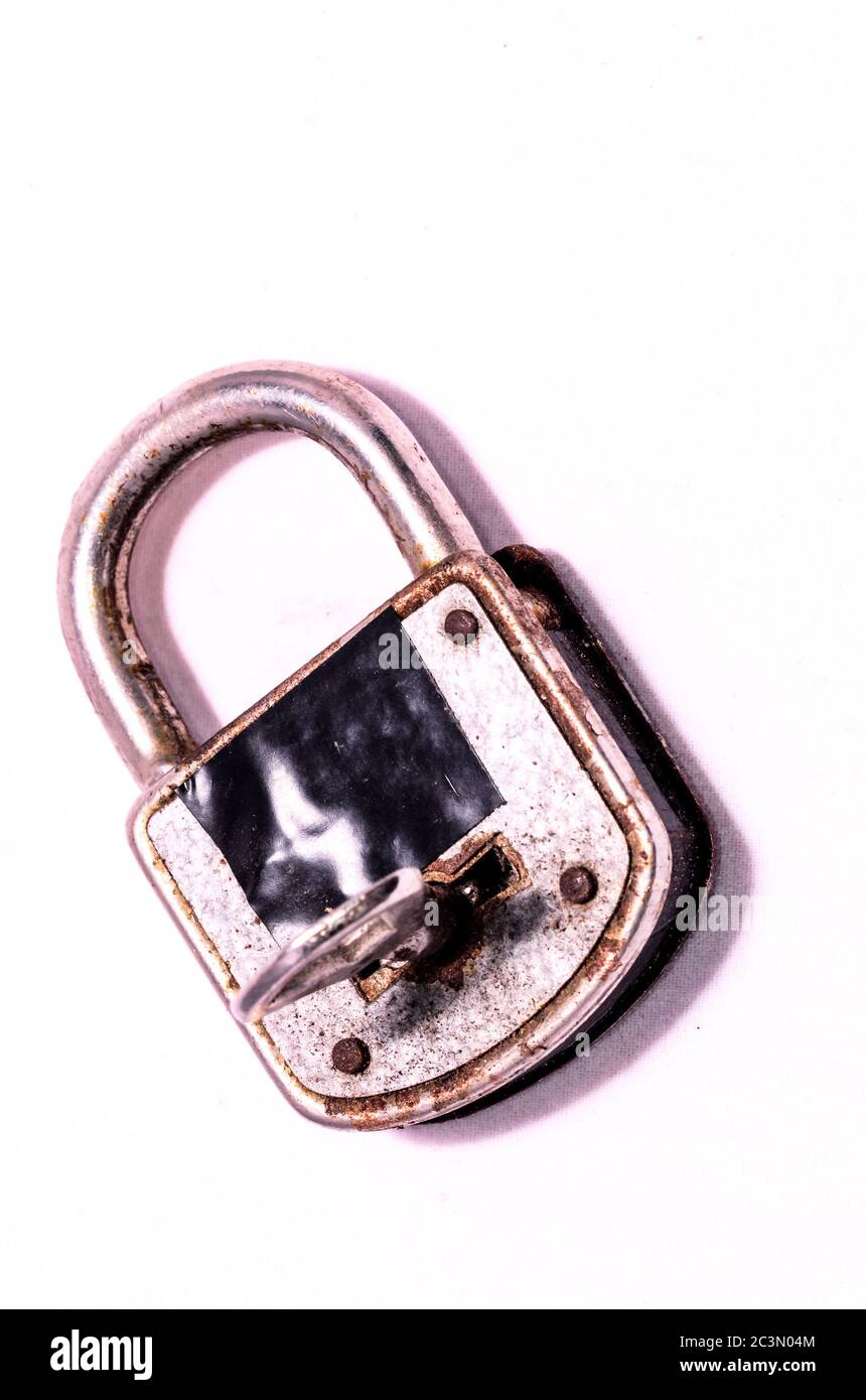Old Antique Vintage Padlock on a White Background Stock Photo - Alamy