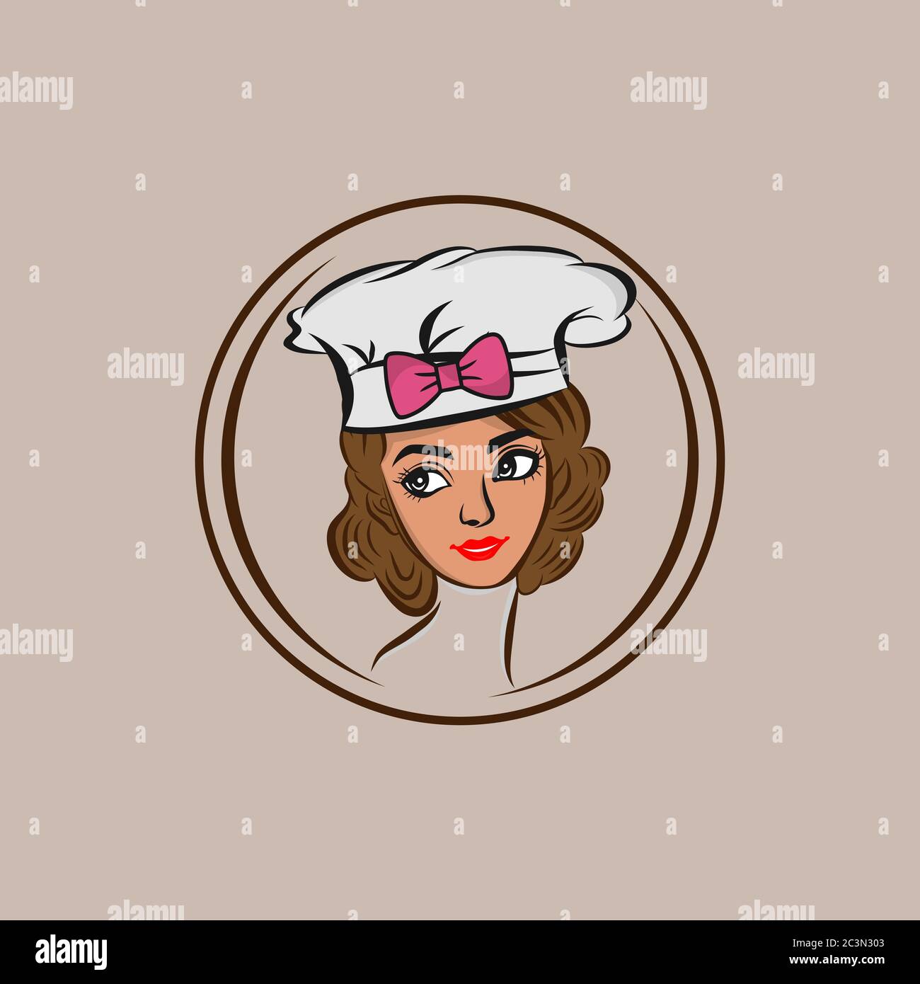 Chef Woman Mascot Character Logo Vectorbeautiful Chef Logo Girl Charactereps 10 Stock Vector 
