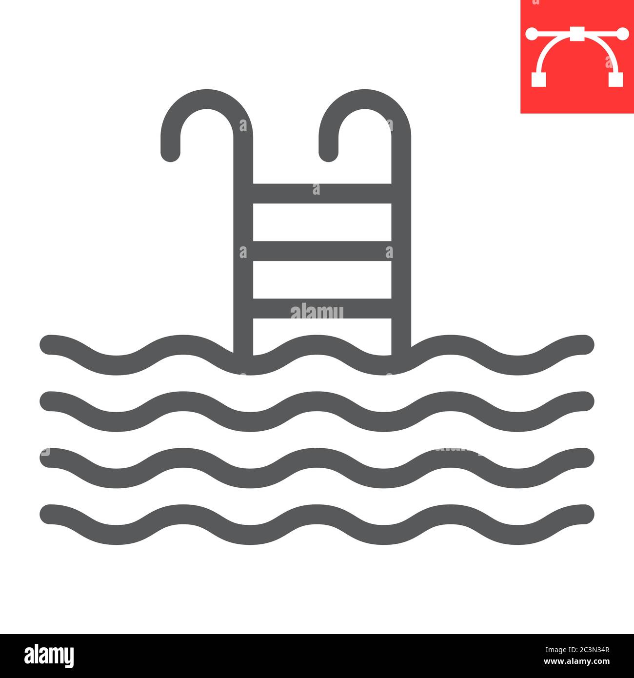 Swimming pool line icon, fitness and swim, pool sign vector graphics ...