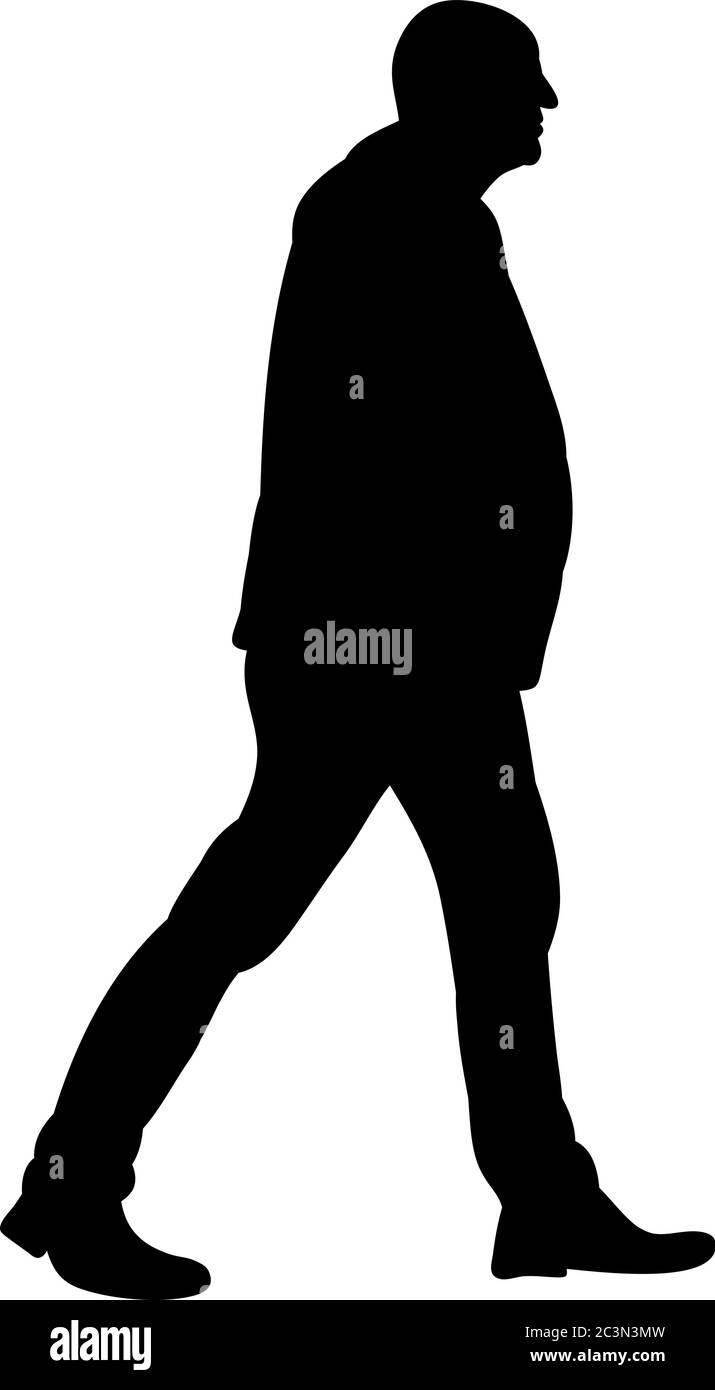 vector, isolated silhouette man is walking on a white background Stock ...