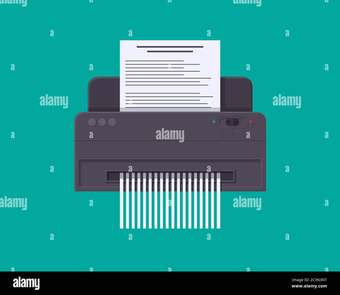 Shredder cutting paper. Modern device for safe destruction confidential