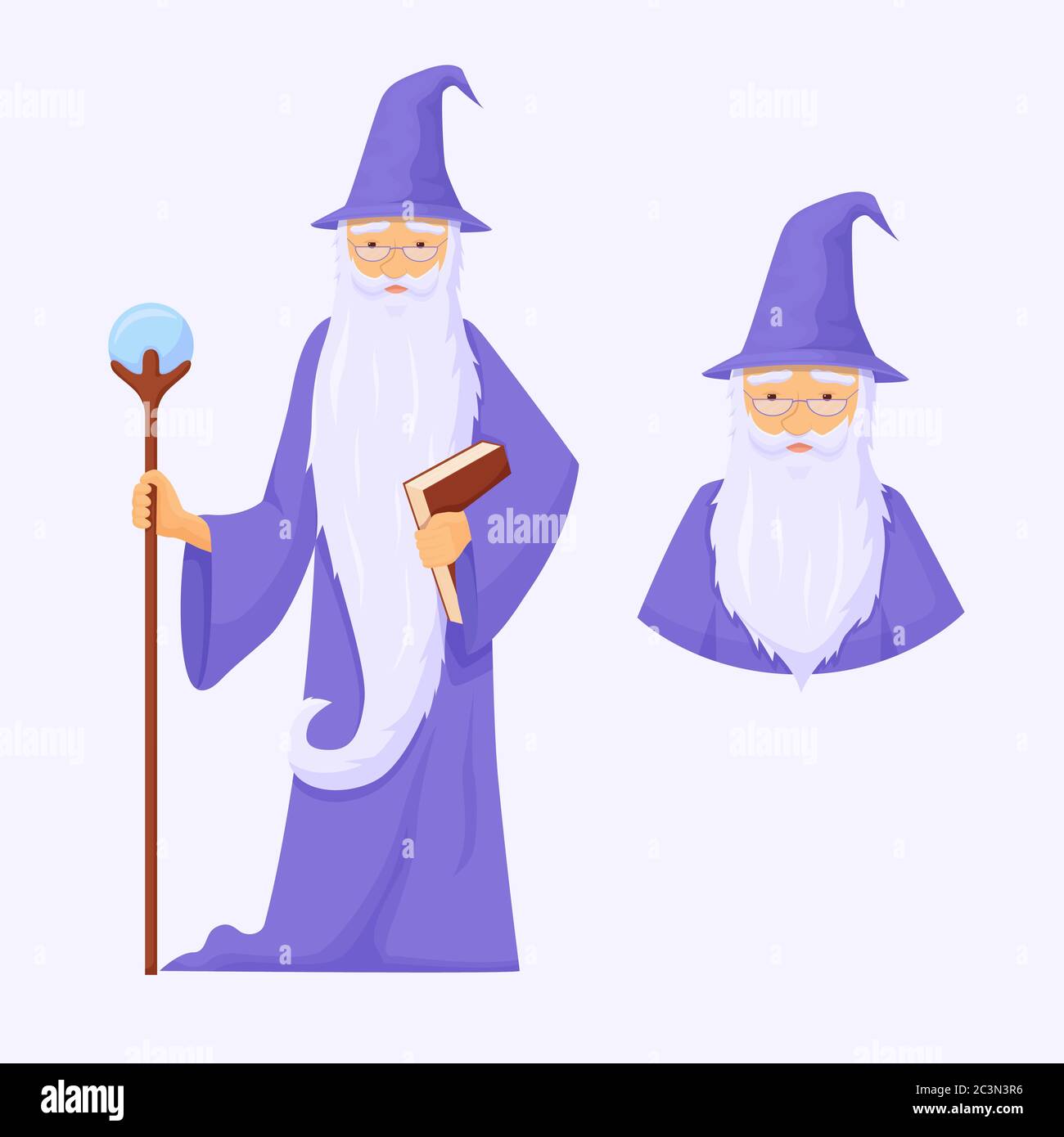 Powerful War Mage Avatar Wizard Is Connoisseur Of Arcane Magic With Long Gray Beard Stock Vector Image Art Alamy