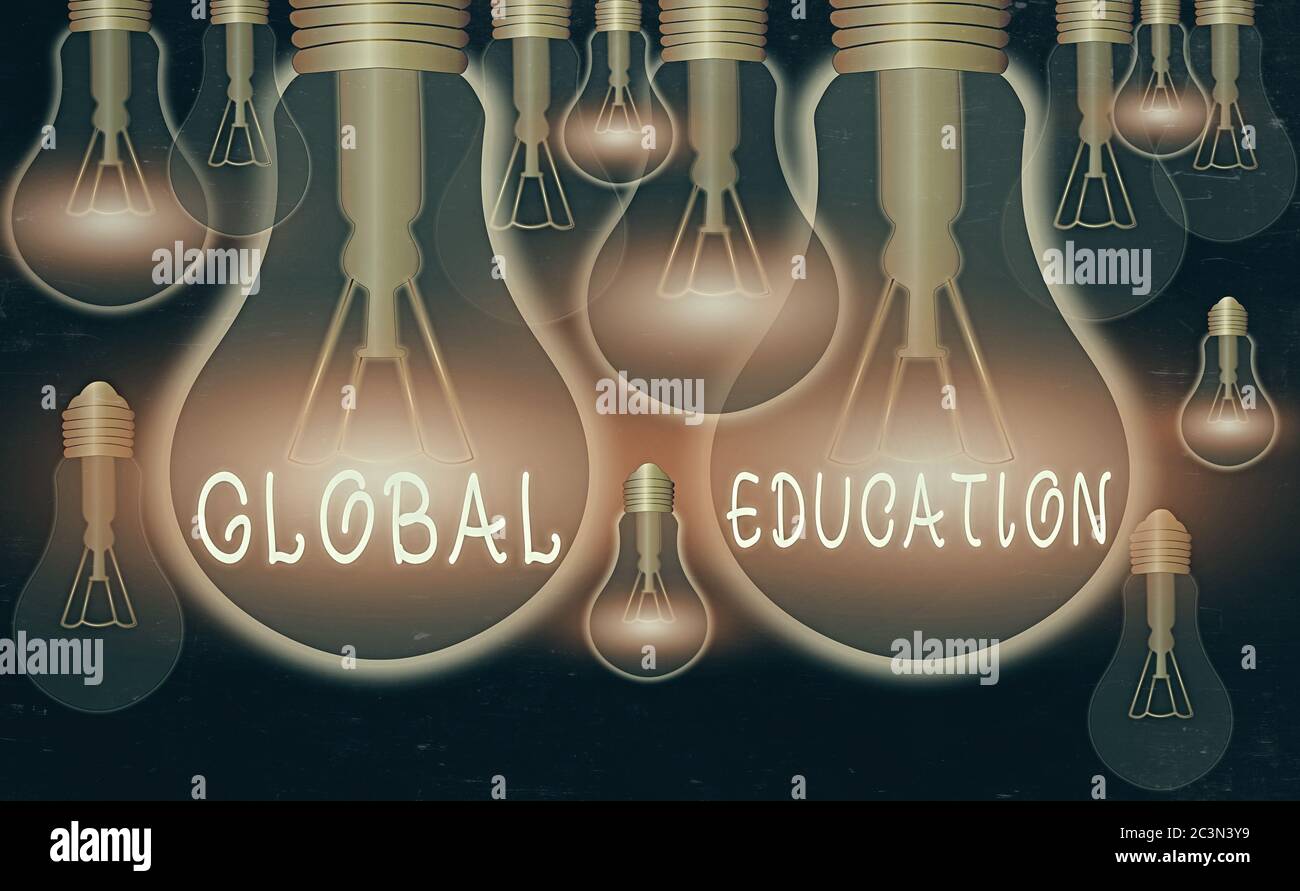 Writing note showing Global Education. Business concept for ...