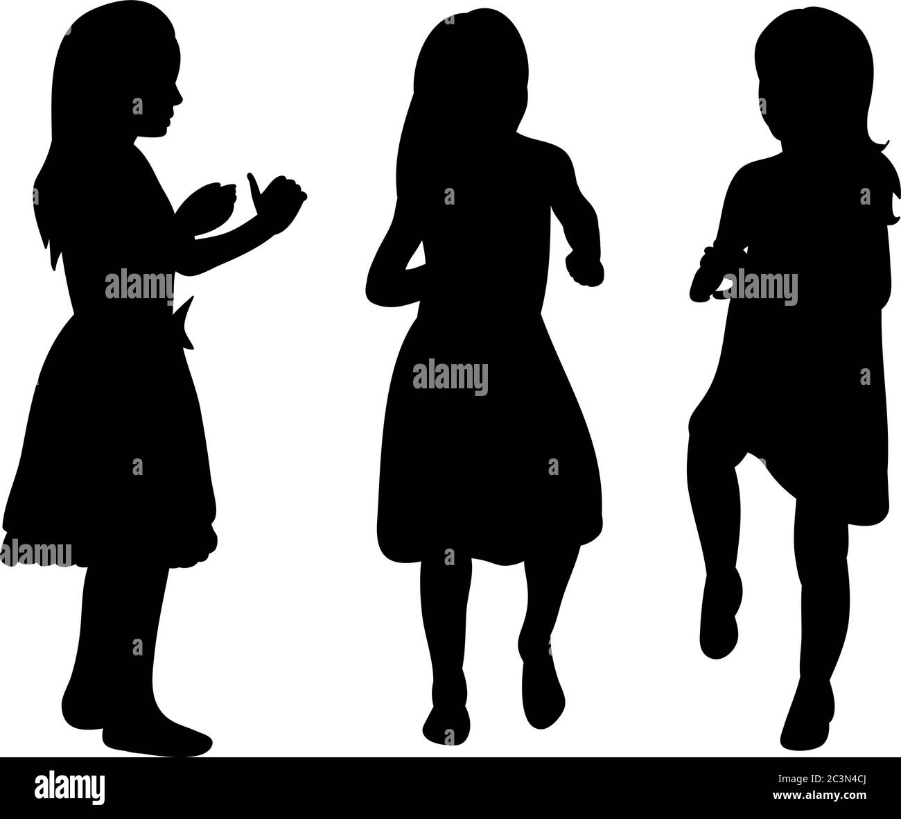 silhouette little girl playing Stock Vector Image & Art - Alamy