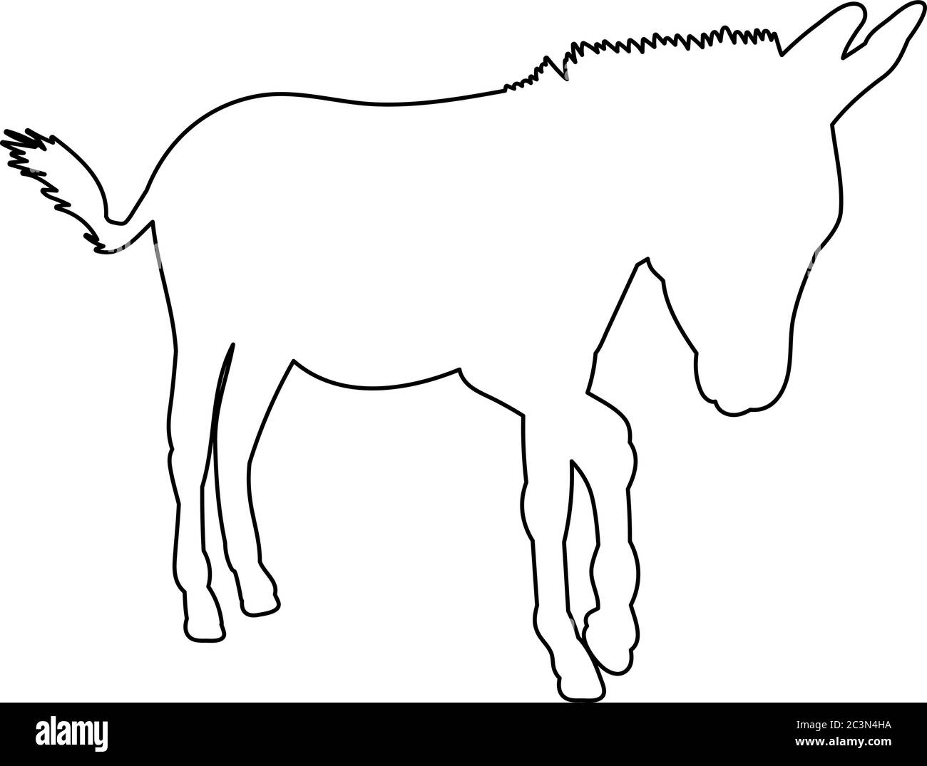 contour of donkeys, sketch Stock Vector